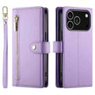 For iPhone 17 Pro Nine Card-slot Zipper Wallet Bag Leather Phone Case(Purple) - 2