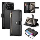 For iPhone 17 Pro Nine Card-slot Zipper Wallet Bag Leather Phone Case(Black) - 1