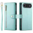 For iPhone 17 Air Nine Card-slot Zipper Wallet Bag Leather Phone Case(Mint Green) - 2