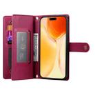 For iPhone 17 Nine Card-slot Zipper Wallet Bag Leather Phone Case(Red) - 3