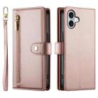 For iPhone 17 Nine Card-slot Zipper Wallet Bag Leather Phone Case(Pink) - 2