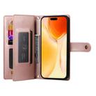 For iPhone 17 Nine Card-slot Zipper Wallet Bag Leather Phone Case(Pink) - 3