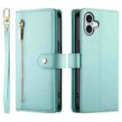 For iPhone 17 Nine Card-slot Zipper Wallet Bag Leather Phone Case(Mint Green) - 2