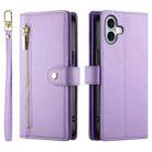 For iPhone 17 Nine Card-slot Zipper Wallet Bag Leather Phone Case(Purple) - 2