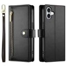 For iPhone 17 Nine Card-slot Zipper Wallet Bag Leather Phone Case(Black) - 2