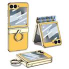 For Samsung Galaxy Z Flip6 GKK Integrated Electroplated Litchi Texture Leather Phone Case with Ring(Yellow) - 1