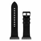 For Apple Watch SE 2023 44mm Wilderness Top-grain Leather Watch Band(Black Connector Black) - 2