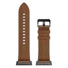 For Apple Watch SE 2023 44mm Wilderness Top-grain Leather Watch Band(Black Connector Dark Brown) - 2