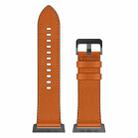 For Apple Watch SE 2023 44mm Wilderness Top-grain Leather Watch Band(Black Connector Brown) - 2