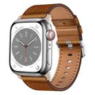 For Apple Watch SE 2023 44mm Wilderness Top-grain Leather Watch Band(Titanium Connector Red Brown) - 1