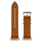 For Apple Watch SE 2023 44mm Wilderness Top-grain Leather Watch Band(Titanium Connector Red Brown) - 2