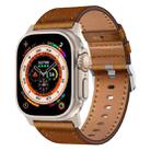 For Apple Watch Ultra 2 49mm Wilderness Top-grain Leather Watch Band(Titanium Connector Red Brown) - 1