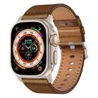 For Apple Watch Ultra 2 49mm Wilderness Top-grain Leather Watch Band(Titanium Connector Dark Brown) - 1