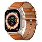 For Apple Watch Ultra 2 49mm Wilderness Top-grain Leather Watch Band(Titanium Connector Brown) - 1