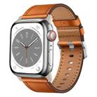 For Apple Watch Series 9 45mm Wilderness Top-grain Leather Watch Band(Titanium Connector Brown) - 1