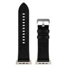 For Apple Watch SE 2022 44mm Wilderness Top-grain Leather Watch Band(Titanium Connector Black) - 2