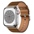 For Apple Watch SE 2022 44mm Wilderness Top-grain Leather Watch Band(Titanium Connector Dark Brown) - 1