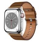 For Apple Watch Series 4 44mm Wilderness Top-grain Leather Watch Band(Titanium Connector Dark Brown) - 1