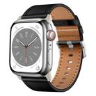 For Apple Watch Series 3 42mm Wilderness Top-grain Leather Watch Band(Titanium Connector Black) - 1