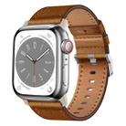 For Apple Watch Series 3 42mm Wilderness Top-grain Leather Watch Band(Titanium Connector Red Brown) - 1