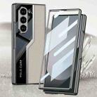 For Samsung Galaxy Z Fold6 GKK Integrated Plating TPU + Leather Supercar Full Coverage Phone Case(Grey) - 3