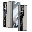 For Samsung Galaxy Z Fold6 GKK Integrated Plating TPU + Leather Supercar Full Coverage Phone Case(Titanium Grey) - 1