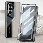 For Samsung Galaxy Z Fold6 GKK Integrated Plating TPU + Leather Supercar Full Coverage Phone Case(Titanium Grey) - 3