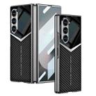 For Samsung Galaxy Z Fold6 GKK Integrated Plating Leather Knight Full Coverage Phone Case(Carbon Fibre) - 1