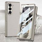 For Samsung Galaxy Z Fold6 GKK Integrated Plating Leather Full Coverage Phone Case(Titanium Grey) - 3