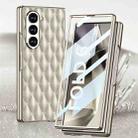 For Samsung Galaxy Z Fold6 GKK Integrated Plating Leather Rhombus Texture Full Coverage Phone Case(Grey) - 3