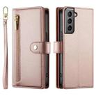 For Samsung Galaxy S21 5G Nine Card-slot Zipper Wallet Bag Leather Phone Case(Pink) - 2