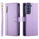 For Samsung Galaxy S21 FE 5G Nine Card-slot Zipper Wallet Bag Leather Phone Case(Purple) - 2