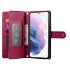 For Samsung Galaxy S21+ 5G Nine Card-slot Zipper Wallet Bag Leather Phone Case(Red) - 3