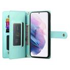 For Samsung Galaxy S21+ 5G Nine Card-slot Zipper Wallet Bag Leather Phone Case(Mint Green) - 3