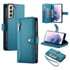 For Samsung Galaxy S21+ 5G Nine Card-slot Zipper Wallet Bag Leather Phone Case(Blue) - 1