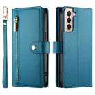 For Samsung Galaxy S21+ 5G Nine Card-slot Zipper Wallet Bag Leather Phone Case(Blue) - 2