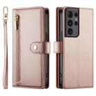 For Samsung Galaxy S21 Ultra 5G Nine Card-slot Zipper Wallet Bag Leather Phone Case(Pink) - 2