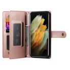 For Samsung Galaxy S21 Ultra 5G Nine Card-slot Zipper Wallet Bag Leather Phone Case(Pink) - 3