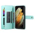 For Samsung Galaxy S21 Ultra 5G Nine Card-slot Zipper Wallet Bag Leather Phone Case(Mint Green) - 3