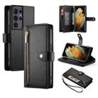 For Samsung Galaxy S21 Ultra 5G Nine Card-slot Zipper Wallet Bag Leather Phone Case(Black) - 1