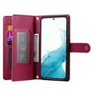 For Samsung Galaxy S22 5G Nine Card-slot Zipper Wallet Bag Leather Phone Case(Red) - 3