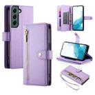 For Samsung Galaxy S22 5G Nine Card-slot Zipper Wallet Bag Leather Phone Case(Purple) - 1