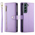 For Samsung Galaxy S22 5G Nine Card-slot Zipper Wallet Bag Leather Phone Case(Purple) - 2