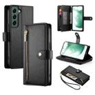 For Samsung Galaxy S22+ 5G Nine Card-slot Zipper Wallet Bag Leather Phone Case(Black) - 1