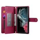 For Samsung Galaxy S22 Ultra 5G Nine Card-slot Zipper Wallet Bag Leather Phone Case(Red) - 3