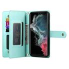 For Samsung Galaxy S22 Ultra 5G Nine Card-slot Zipper Wallet Bag Leather Phone Case(Mint Green) - 3