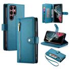 For Samsung Galaxy S22 Ultra 5G Nine Card-slot Zipper Wallet Bag Leather Phone Case(Blue) - 1