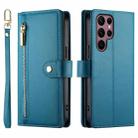 For Samsung Galaxy S22 Ultra 5G Nine Card-slot Zipper Wallet Bag Leather Phone Case(Blue) - 2