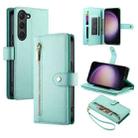 For Samsung Galaxy S23 5G Nine Card-slot Zipper Wallet Bag Leather Phone Case(Mint Green) - 1