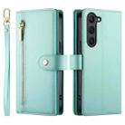 For Samsung Galaxy S23 5G Nine Card-slot Zipper Wallet Bag Leather Phone Case(Mint Green) - 2